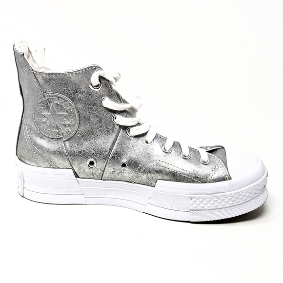Converse Shoes - Converse Chuck 70 Plus High Top Silver White Sneakers with Box